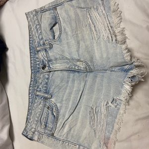 light wash jean shorts